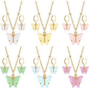 Versatile Butterfly Jewelry Set for Women - 18PCS Earrings & Necklaces Gift Idea